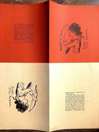 No Technical Picasso - Two Rare Lithographs after drawings, 2 Rare Invitations on vellum paper with filigran, 70's