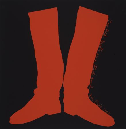Screenprint Dine - Two Red Boots on a Black Ground, 1968