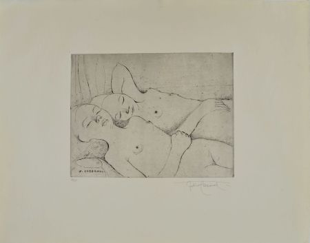 Engraving Casorati - TWO SLEEPING GIRLS