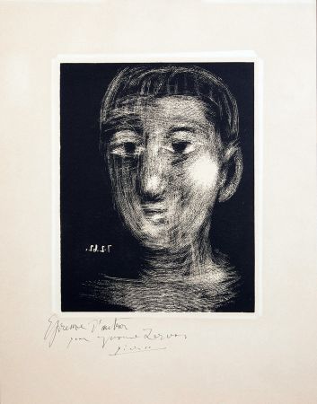 Linocut Picasso - TÊTE DE GARCON (III). Linogravure. 1962.