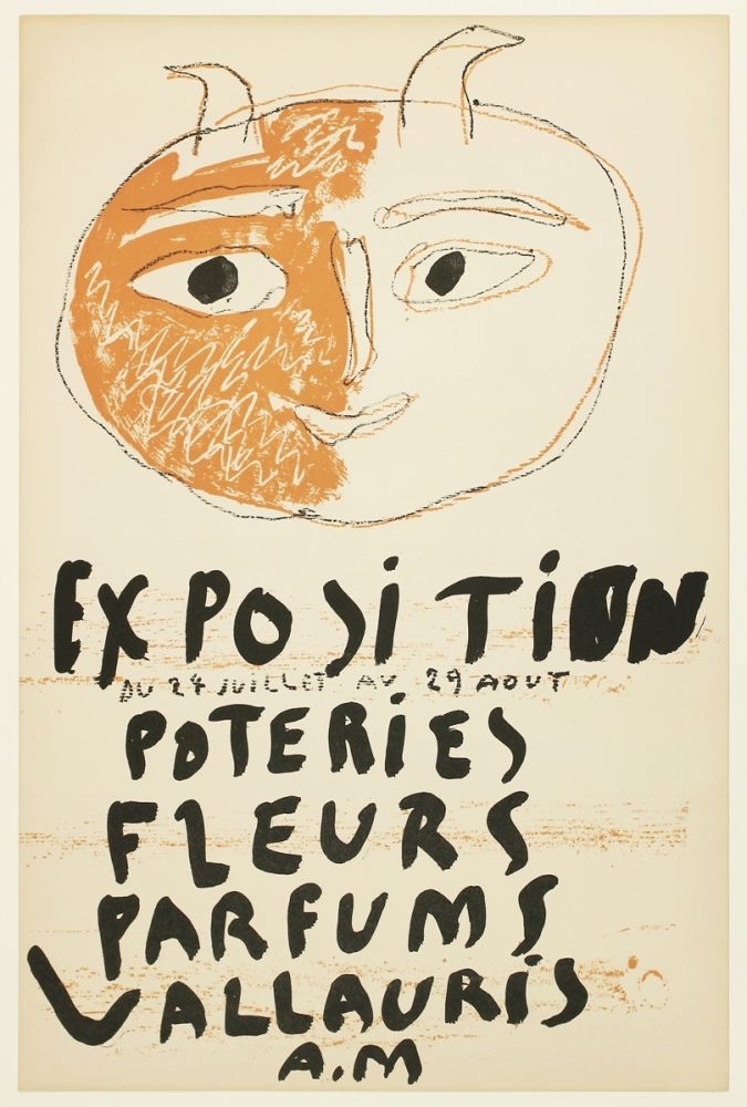Lithograph Picasso - Tête de Faune (Exposition Poteries Fleurs Parfums Vallauris A.M)