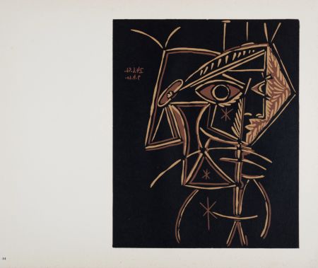 Linocut Picasso (After) - Tête de femme, 1962
