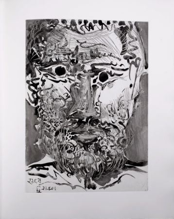 Aquatint Picasso - Tête d'homme barbu, 1966 - A fantastic original large-size etching (Aquatint) by the Master!