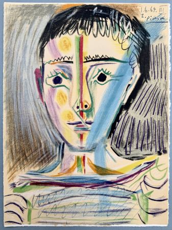 Lithograph Picasso -  Tête d'un jeune homme en face 