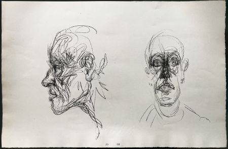 Lithograph Giacometti - Têtes (Double portrait). Lithographie originale (1960-1969)