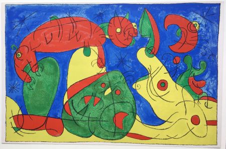 Lithograph Miró - UBU ROI : LA NUIT L'HEURE (1966).