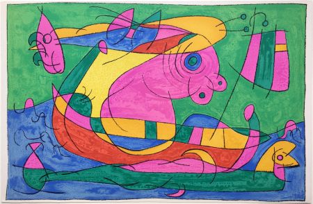 Lithograph Miró - UBU ROI : LE VOYAGE DE RETOUR (1966).