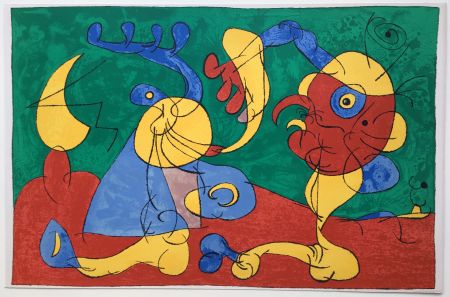 Lithograph Miró - UBU ROI : LES NOBLES A LA NAPPE (1966).