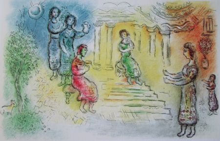 Lithograph Chagall - Ulysse chez Alkinoiis - L'Odyssee II