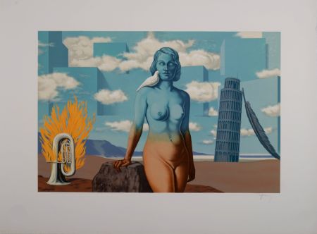 Lithograph Magritte - Un Bombardon Libère son Bouquet de Flammes, 1968