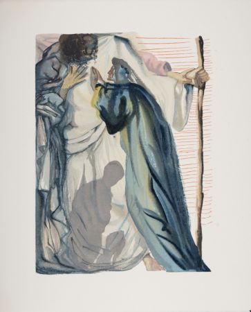 Woodcut Dali - Un esprit interroge Dante, 1963