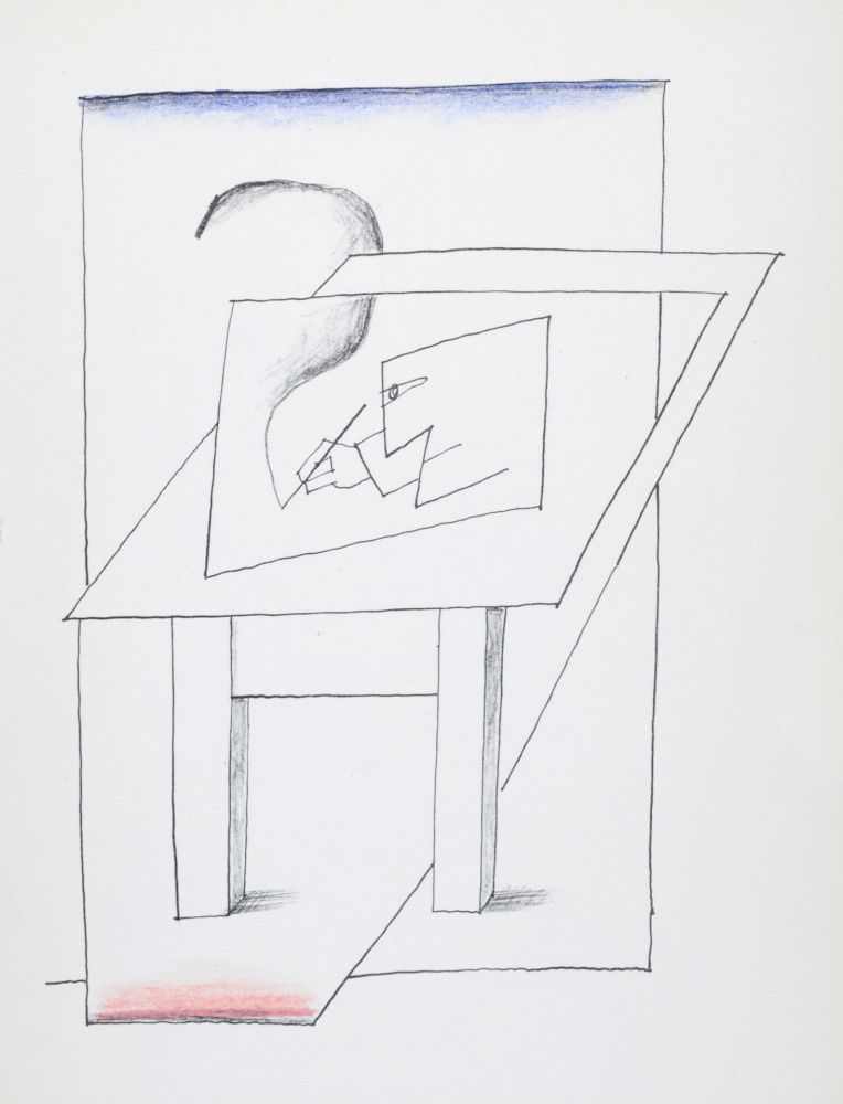 Lithograph Steinberg - Un homme dessinant, 1966