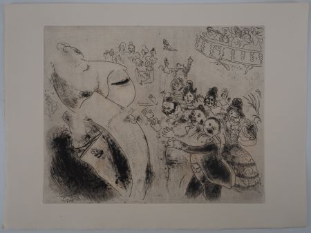 Etching Chagall - Un jour de bal (Apparition de Tchitchikov au bal)