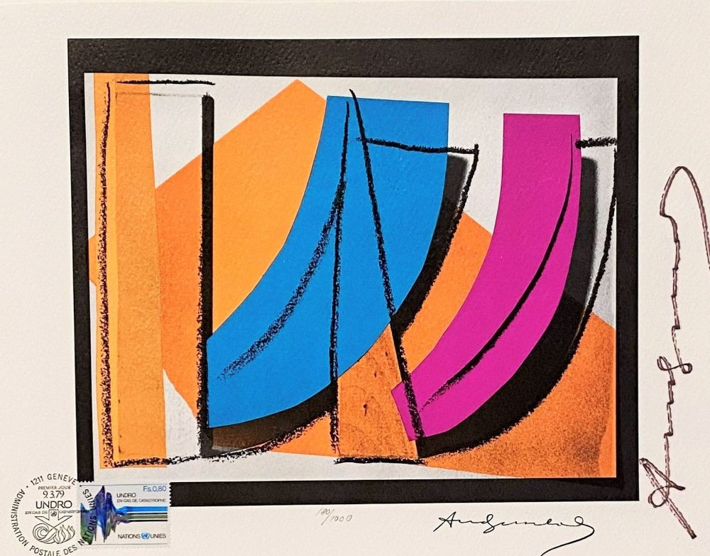 Lithograph Warhol - UN Stamp