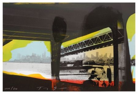 Lithograph Soulie - Under a Bridge