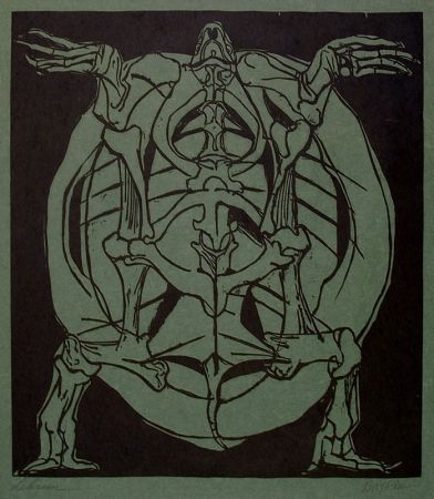 Woodcut Baskin - Underside of Tortoise (in collaboration with Rico Lebrun)