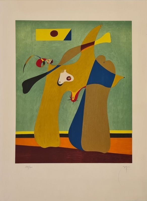 Lithograph Miró - Une femme 