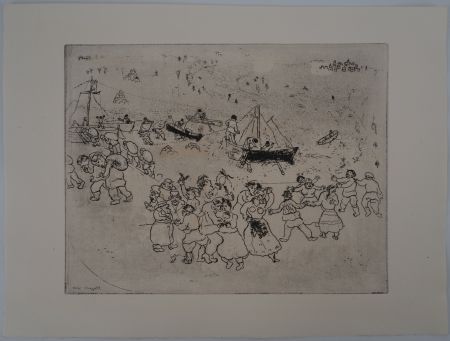 Etching Chagall - Une fête au port (Le port au blé)