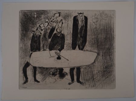 Etching Chagall - Une réunion de crise (Le conciliabule des fonctionnaires)