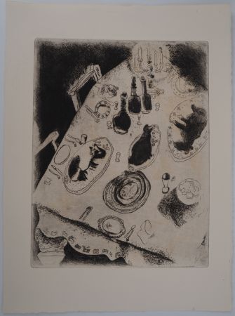 Etching Chagall - Une table de fête (La table chargée de victuailles)