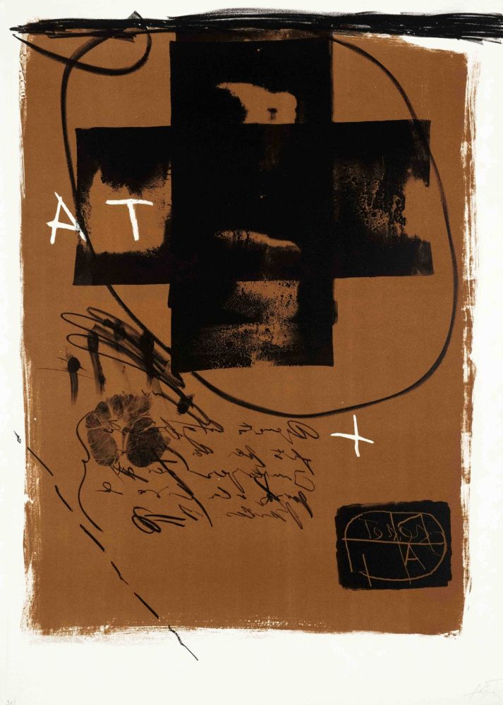 Lithograph Tàpies - Untitled