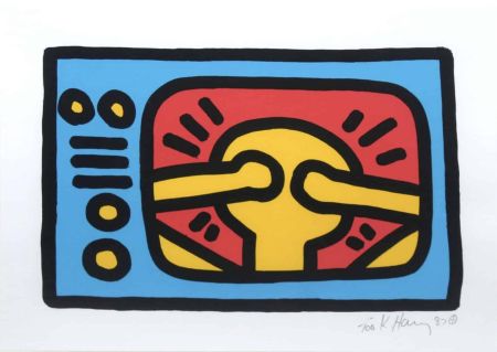 Lithograph Haring - Untitled