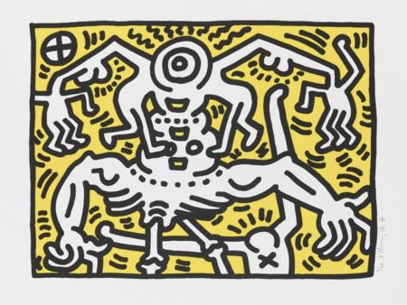 Lithograph Haring - Untitled 1986 