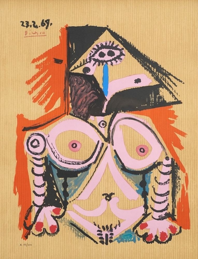 Lithograph Picasso - Untitled (23.2.69)