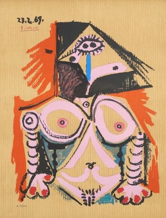 Lithograph Picasso - Untitled (23.2.69)