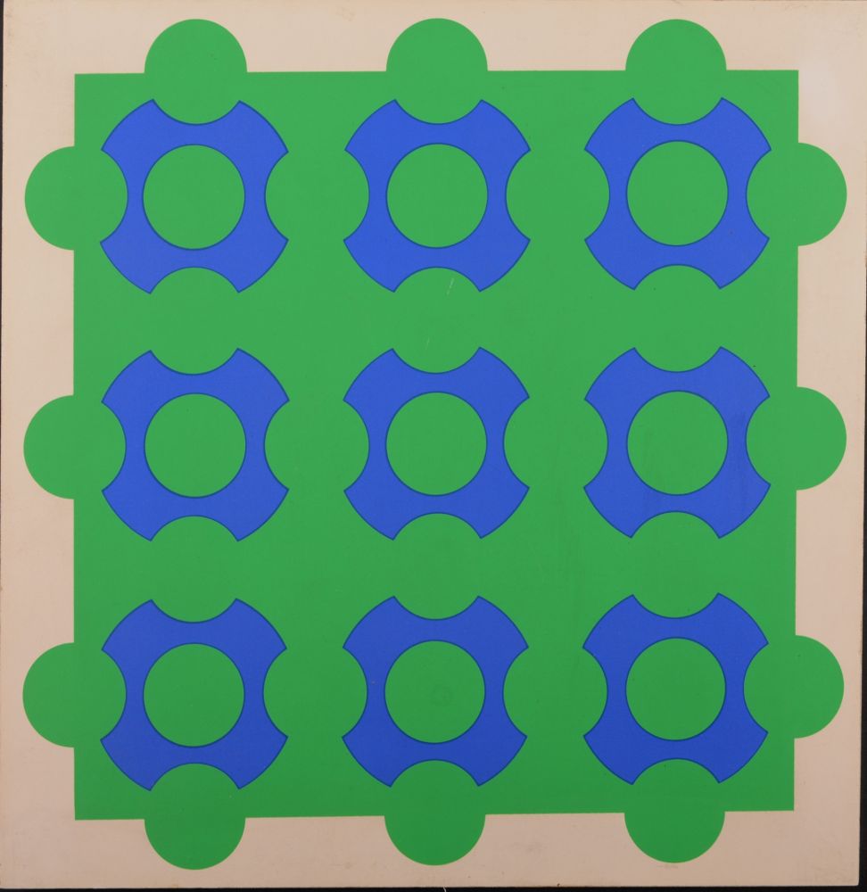 Screenprint Vasarely - Untitled (Blue and Green), 1967