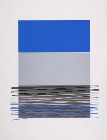 Screenprint Soto - Untitled (Blue Horizon Lines)