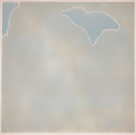 Lithograph Goode - Untitled (blue paper clouds)