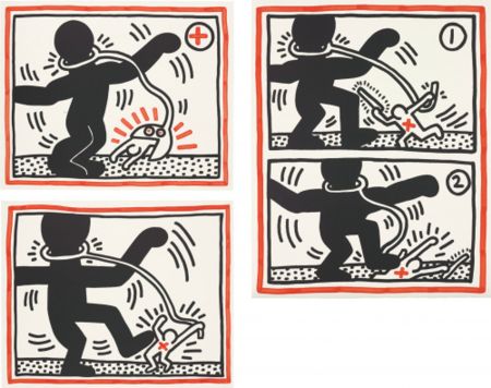 Lithograph Haring - Untitled (Free South Africa)
