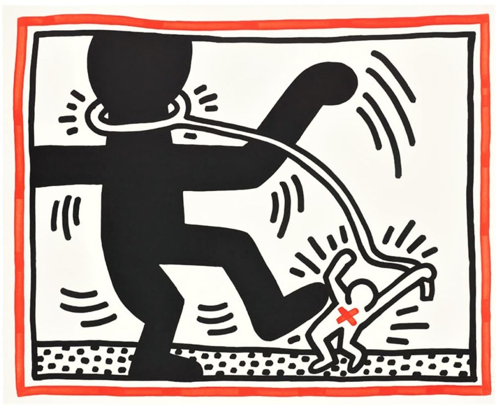 Lithograph Haring - Untitled (Free South Africa #2)