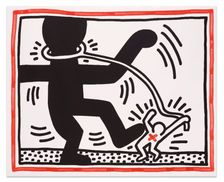 Lithograph Haring - Untitled (Free South Africa #2)