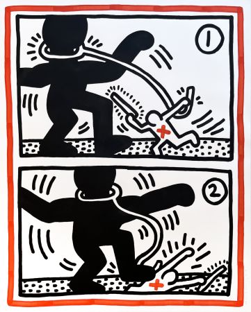Lithograph Haring - Untitled (Free South Africa #3)