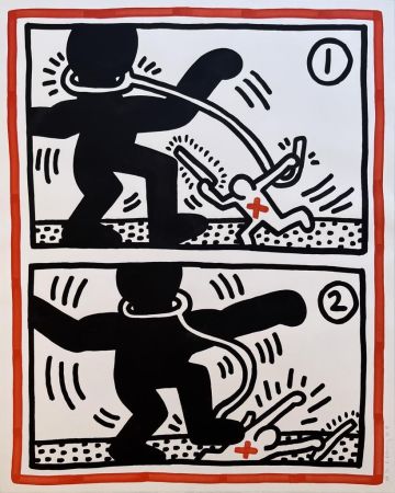 Lithograph Haring - Untitled (Free South Africa #3)