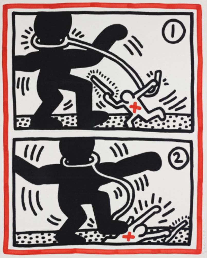 Lithograph Haring - Untitled (from Free South Africa)
