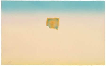 Lithograph Goode - Untitled (small orange photo on peach and blue background)