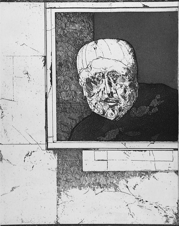 Engraving Plattner - Uomo alla finestra