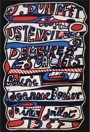 Lithograph Dubuffet - Ustensiles, Demeures, Escaliers, 1967 - Scarce deluxe cut-off proof!