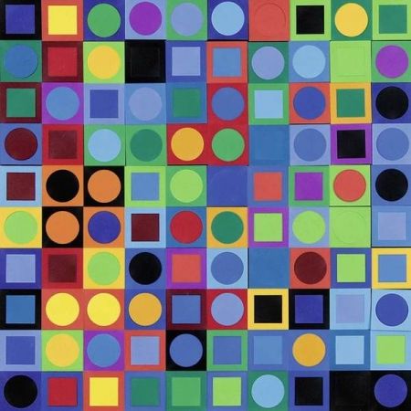 Lithograph Vasarely - Vasarely Planetary Folklore Participations N° 1