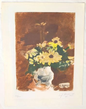 Engraving Braque - Vase de fleurs jaunes 