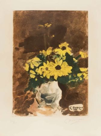 Aquatint Braque - Vase de Fleurs Jaunes, c