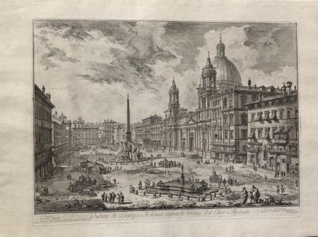 Engraving Piranesi - Veduta di Piazza Navona sopra le rovine del circo atonale