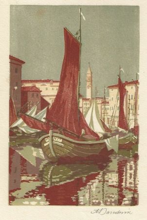 Linocut Baudnik - Venedig / Venice