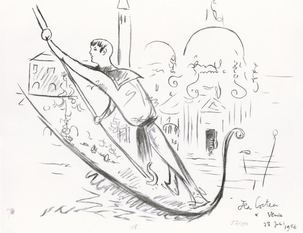 Lithograph Cocteau - Venise (La Salute)