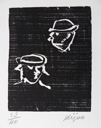 Woodcut Kijno - Verlaine et Rimbaud