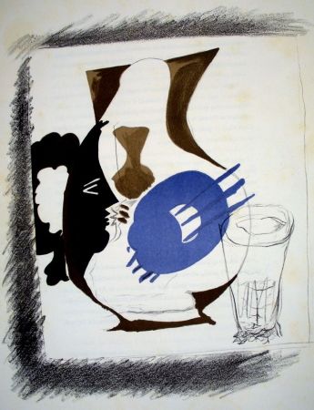 Lithograph Braque - Verre et pichet