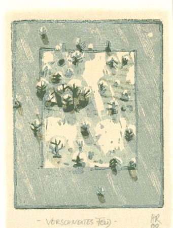 Woodcut Rüngeler - Verschneites Feld